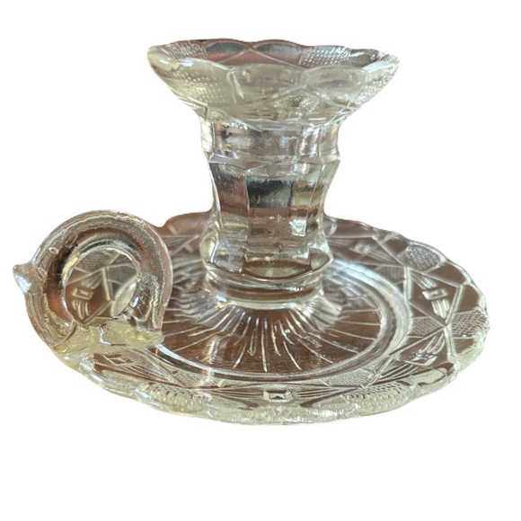 Vintage Other - Zabkowice 1950s Pressed Glass Candle Holder, Poland